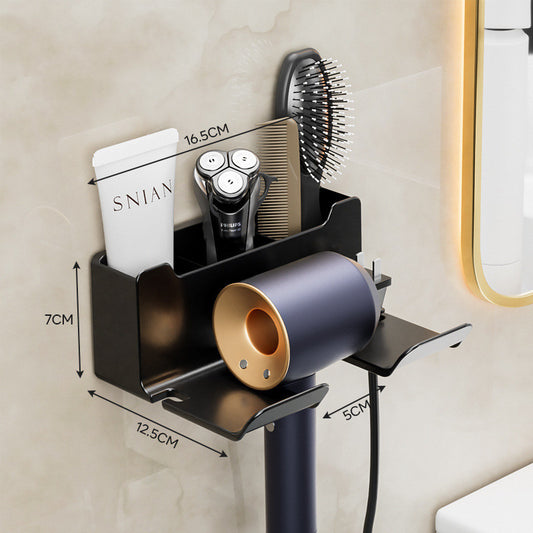 Wall-Mounted Hair Dryer Holder – Space-Saving Bathroom Organizer