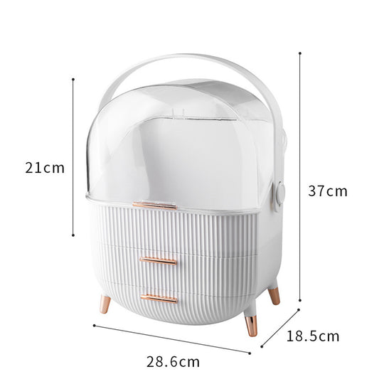 Makeup & Skincare Organizer – 2 Drawers with Transparent Cover for Elegant Storage