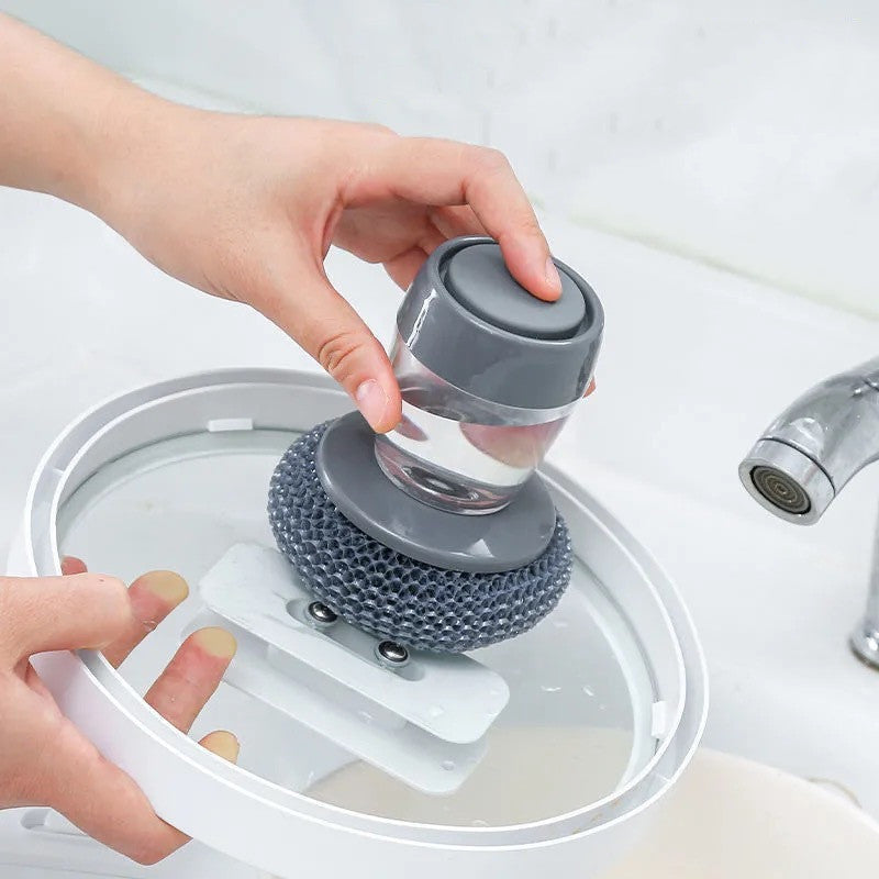 Soap Dispensing Dish Brush – One-Push Cleaning for Effortless Dishwashing