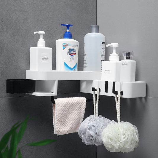 Rotatable Corner Rack – No-Drill Wall Storage for Bathroom & Kitchen