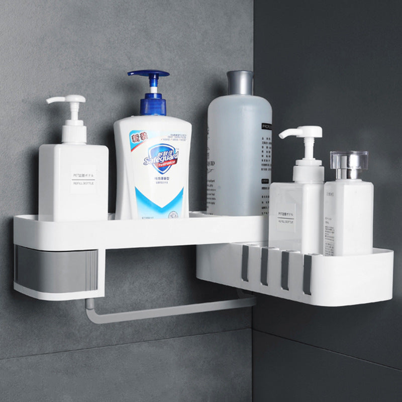 Rotatable Corner Rack – No-Drill Wall Storage for Bathroom & Kitchen