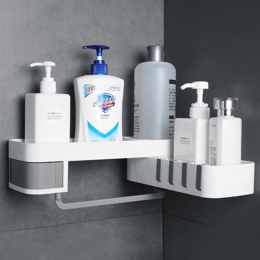 Rotatable Corner Rack – No-Drill Wall Storage for Bathroom & Kitchen
