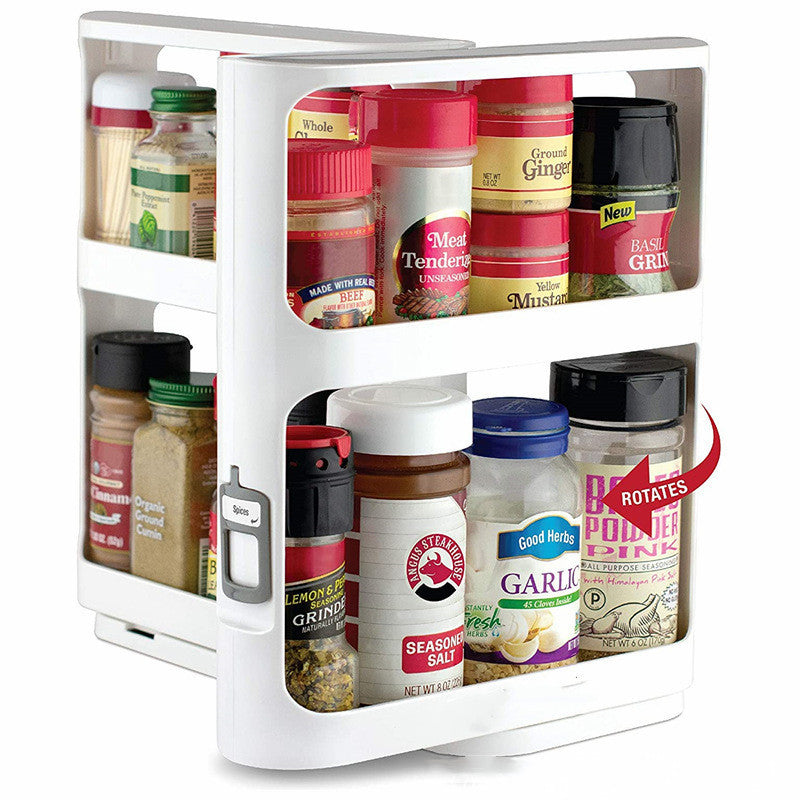 2-Tier Rotating Spice Rack – 360° Turntable Organizer for Kitchen