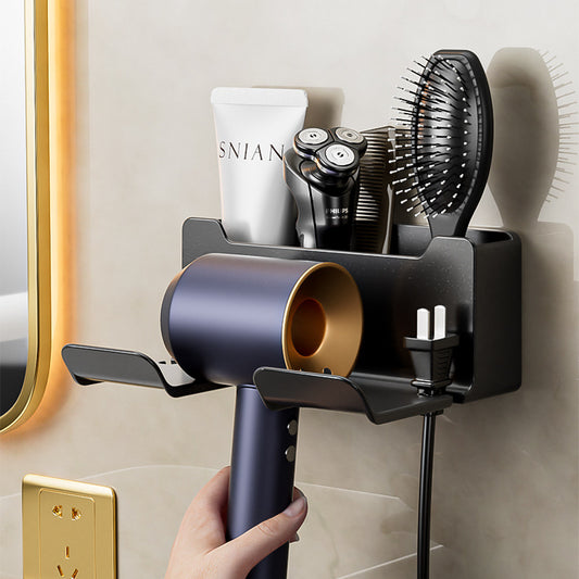 Wall-Mounted Hair Dryer Holder – Space-Saving Bathroom Organizer